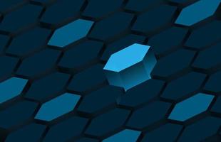 Dark blue hexagonal background. Creative 3d shape on dark background concept. Vector illustration