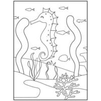 dibujos de animales del mar para colorear para niños vector