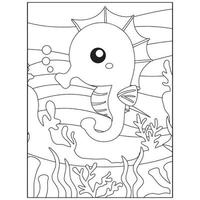 dibujos de animales del mar para colorear para niños vector
