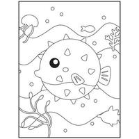 Ocean Animals coloring pages For Kids vector