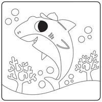 Shark coloring pages for kids vector