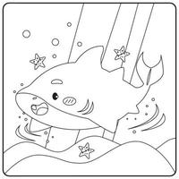 Shark coloring pages for kids vector