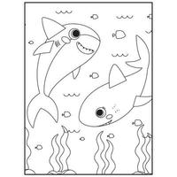 Shark coloring pages for kids vector