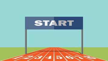 Abstract athletic track forward from start line. Business competition concept. vector