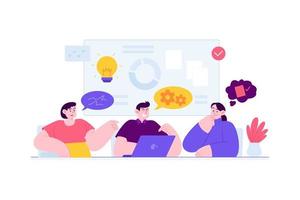 Discussion concept vector Illustration idea for landing page template, Social conversation arranging agreement, speaking dialogue as communication online, information sharing, Hand drawn Flat Style