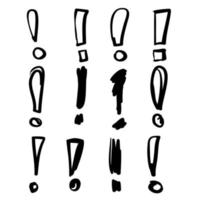 collection of handdrawn exclamation mark doodle in cartoon style vector