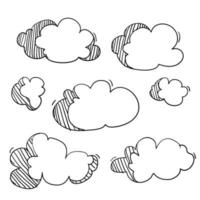 handdrawn doodle cloud illustration in cartoon style vector