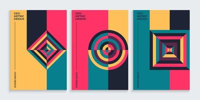 Geometric bauhaus book covers collection in retro minimal shapes style