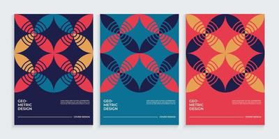 Minimal book covers in retro geometric shapes style vector