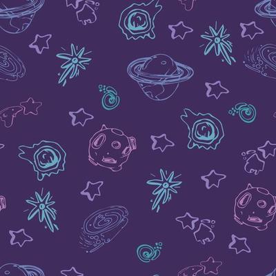Space seamless pattern print design for Kids with stars, rockets. design for fashion fabrics, textile graphics, prints.