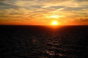 sunset on the horizon and sea photo