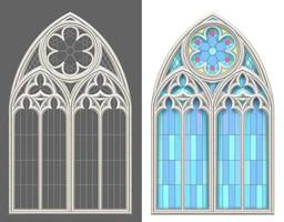 Medieval Gothic stained glass window vector set