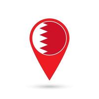 Map pointer with contry Bahrain. Bahrain flag. Vector illustration.