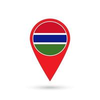 Map pointer with contry Gambia. Gambia flag. Vector illustration.