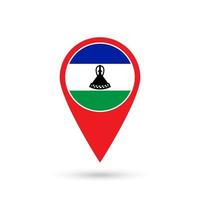 Map pointer with contry Lesotho. Lesotho flag. Vector illustration.