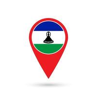 Map pointer with contry Lesotho. Lesotho flag. Vector illustration.