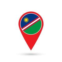 Map pointer with contry Namibia. Namibia flag. Vector illustration.