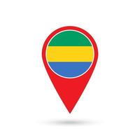Map pointer with contry Gabon. Gabon flag. Vector illustration.