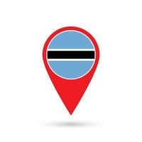 Map pointer with contry Botswana. Botswana  flag. Vector illustration.