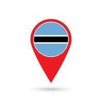 Map pointer with contry Botswana. Botswana  flag. Vector illustration.