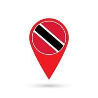 Map pointer with contry Trinidad and Tobago. Trinidad and Tobago flag. Vector illustration.