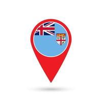 Map pointer with contry Fiji. Fiji flag. Vector illustration.