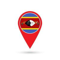 Map pointer with contry Eswatini. Eswatini flag. Vector illustration.