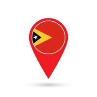 Map pointer with contry East Timor. East Timor flag. Vector illustration.