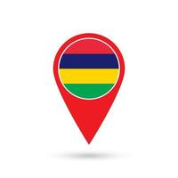 Map pointer with contry Mauritius. Mauritius flag. Vector illustration.