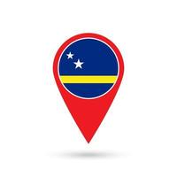 Map pointer with country Curacao. Curacao flag. Vector illustration.