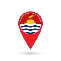 Map pointer with country Kiribati. Kiribati flag. Vector illustration.