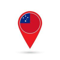 Map pointer with contry Samoa. Samoa flag. Vector illustration.