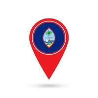 Map pointer with country Guam. Guam flag. Vector illustration.