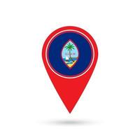 Map pointer with country Guam. Guam flag. Vector illustration.