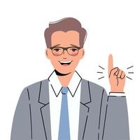 Smiling man in a suit shows with a hand gesture that he is delighted. Man with the thumbs up. vector