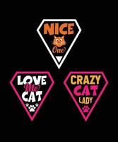 cat design set for t-shirt design vector