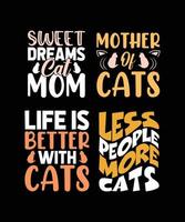 cat typography set for t-shirt design vector