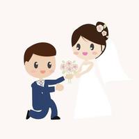 cute wedding couple flat style vector