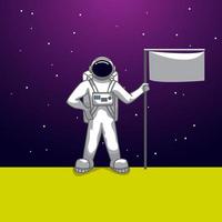 vector ilustration astronaut stand in the moon, good for children product, story character etc.