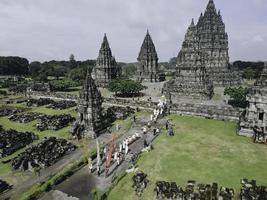 Aerial View of Beautiful Landscape Prambanan Temple complex in Yogyakarta, Indonesia photo