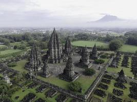 Aerial View of Beautiful Landscape Prambanan Temple complex in Yogyakarta, Indonesia photo