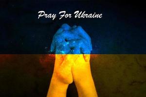 Pray for Ukraine, flag Ukraine. Russia vs Ukraine stop war, Russia and Ukraine fighting. Pray Ukraine photo