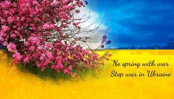 No spring with war, stop war in ukraine.  Russia vs Ukraine. War between Russia and Ukraine photo