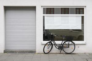 blank vacancy sign with copy space in empty shop or store window photo