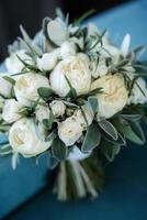 elegant wedding bouquet of fresh natural flowers photo