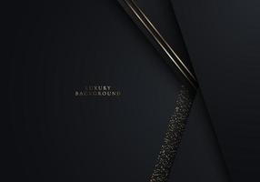 3D modern luxury template design black and gold stripes with golden glitter line light sparking on dark background vector