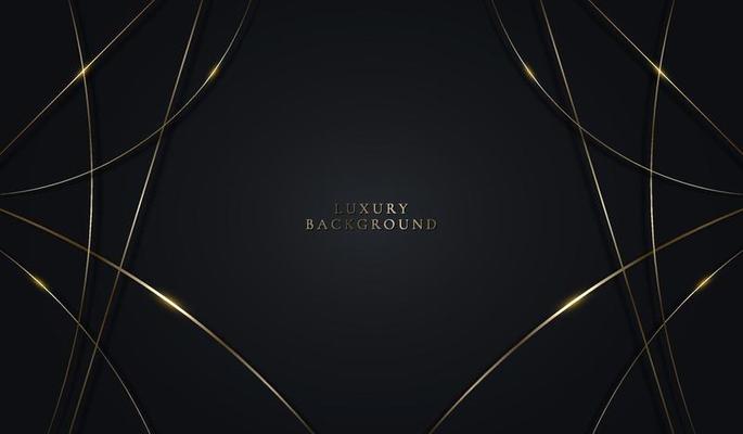 Modern luxury template design abstract golden lines pattern elements with lighting on black background