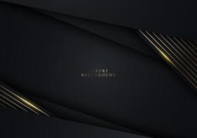 3D modern luxury template design black and gold stripes with golden glitter line light sparking on dark background vector