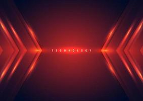 Abstract technology concept red arrow lighting effect triangle on dark background vector