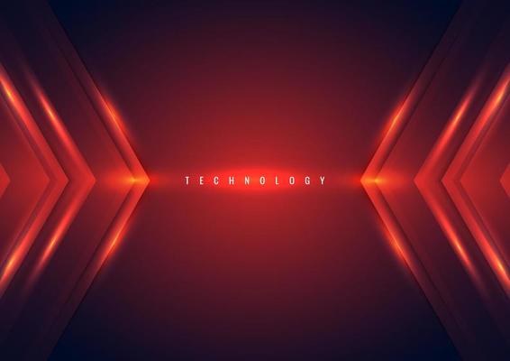 Abstract technology concept red arrow lighting effect triangle on dark background